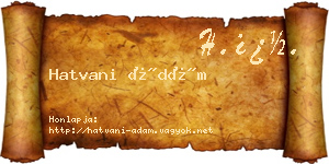 Hatvani Ádám névjegykártya