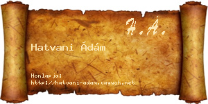 Hatvani Ádám névjegykártya